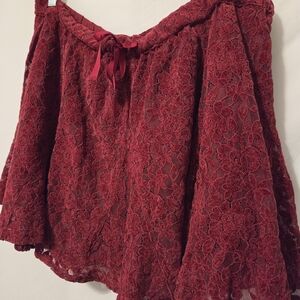 Aerie Deep Red Lace Skirt